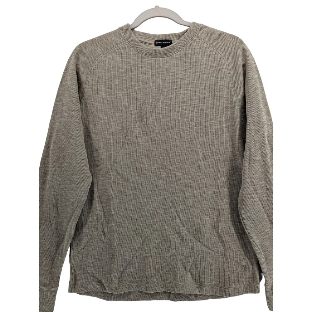 Banana Republic Double Knit Shirt S Beige Crewneck Long Sleeves Layering…‎